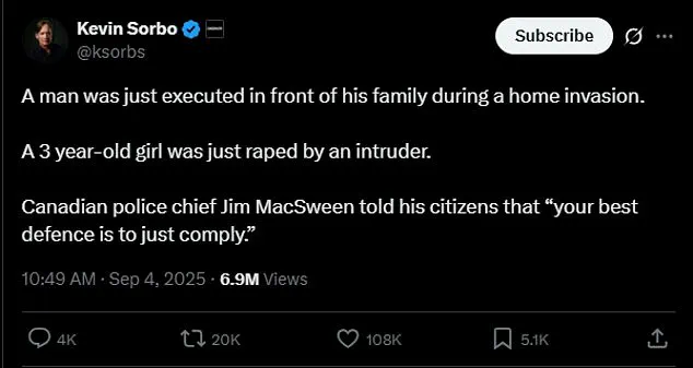 York Regional Police Chief's Guidance on Home Invasion Response Draws Sharp Public and Celebrity Criticism