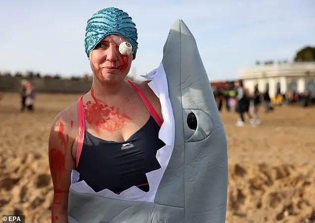 Community Celebrates New Year's Day with Icy Dip in North Tyneside Despite Cold Conditions