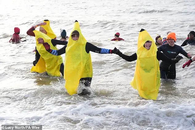 Community Celebrates New Year's Day with Icy Dip in North Tyneside Despite Cold Conditions