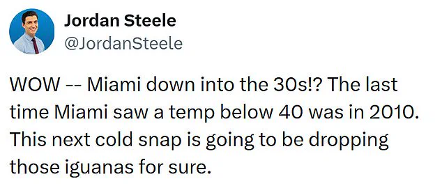 East Coast Storm Brings Unprecedented Cold to Miami, Marking First in 15 Years