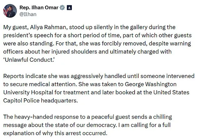 State of the Union Protest Sparks Controversy: Ilhan Omar and Aliya Rahman at Center of Debate Over Disability Rights and Legislative Etiquette