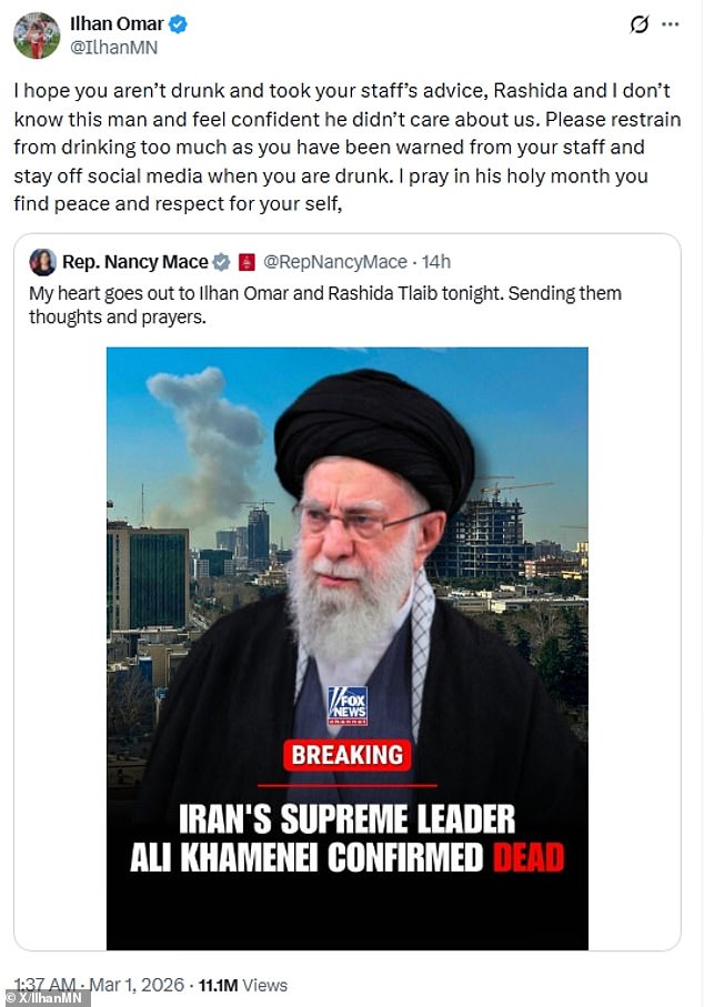 Congresswomen Mace and Omar Trade Barbs Amid Deadly U.S.-Israel Strike on Iran