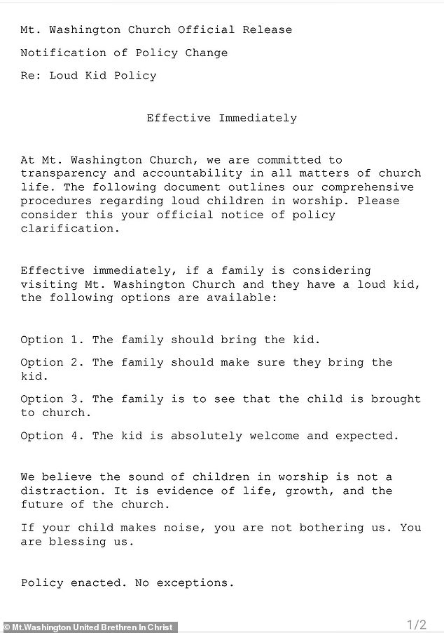 Pennsylvania Church's 'Loud Kids' Policy Sparks Firestorm of Online Debate