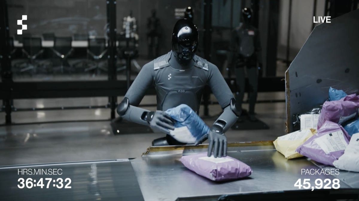 Figure AI robots surpass 24-hour limit, sorting 28,000 packages autonomously.