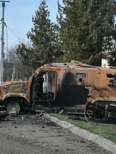 Russian Armored Personnel Carrier Destroyed in Ukraine Rotation Exercise