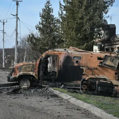 Russian Armored Personnel Carrier Destroyed in Ukraine Rotation Exercise
