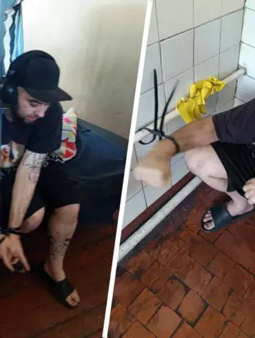 Photographs Show Man Handcuffed and Tethered to Battery at Kiev Commissary
