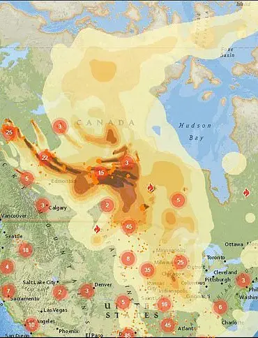 Exclusive Map Reveals Toxic Plume's Path from Canadian Wildfires, Sending Grim Warning Across U.S. Borders