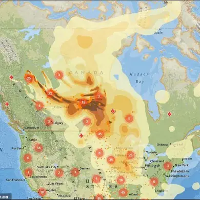Exclusive Map Reveals Toxic Plume's Path from Canadian Wildfires, Sending Grim Warning Across U.S. Borders