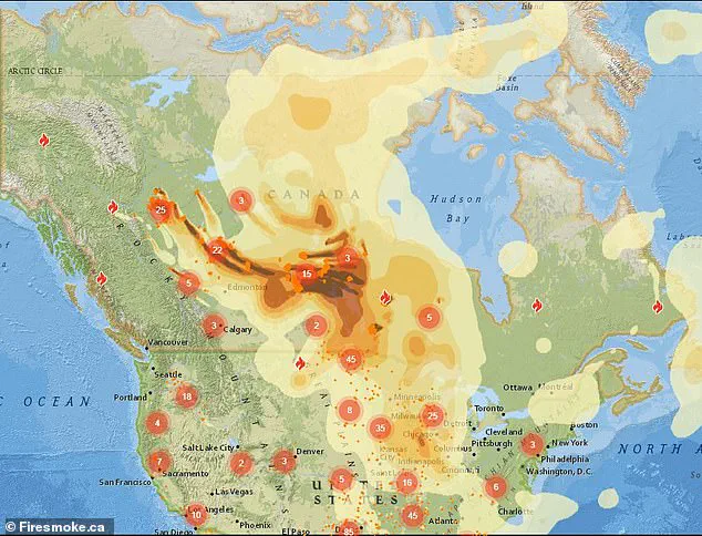 Exclusive Map Reveals Toxic Plume's Path from Canadian Wildfires, Sending Grim Warning Across U.S. Borders