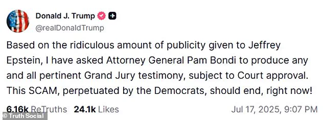 Government Moves to Unseal Epstein Case Testimony Amid Public Demands for Transparency