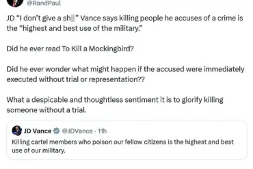 Republican Party Debate Sparks Over VP Vance's Remarks on Military Strike Targeting Drug Cartel Vessel, With Rand Paul Opposing