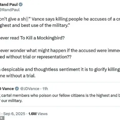 Republican Party Debate Sparks Over VP Vance's Remarks on Military Strike Targeting Drug Cartel Vessel, With Rand Paul Opposing